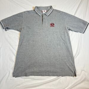 VINTAGE San Francisco 49ers Polo Mens LARGE Grey Logo Embroidery NFL